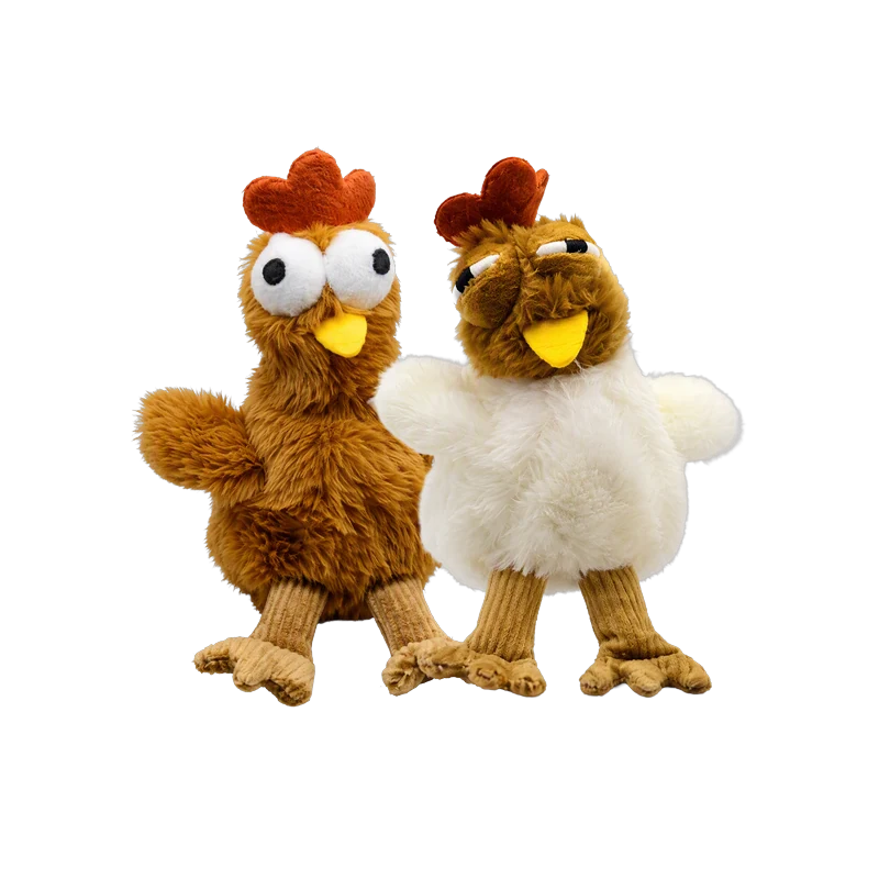 Brown and white plush chicken toppers