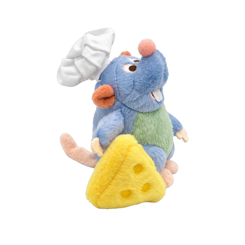 Plush chef mouse and cheese wedge toppers